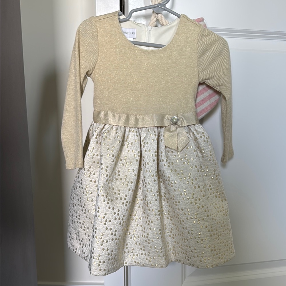 Elegant Cream and Gold Kids Dress
